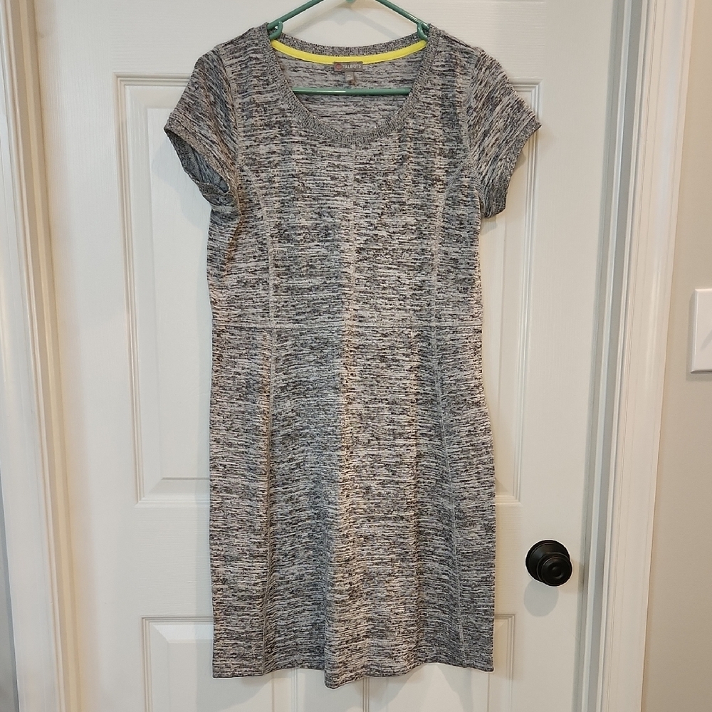 Talbots Medium Petite Gray Short Sleeve Dress
